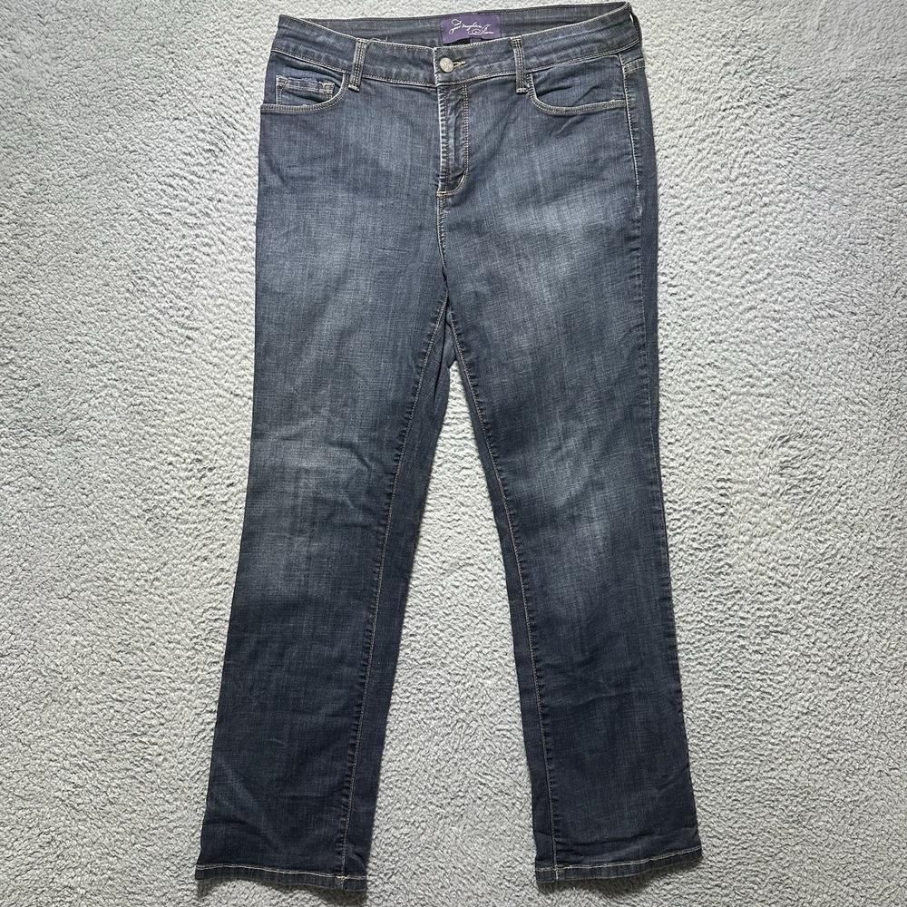 NYDJ Jeans 10P Straight Leg High Rise Blue Denim‎ Pants Stretch Slimming Womens